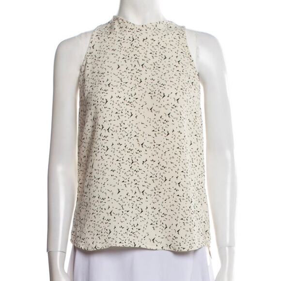 A.L.C. Printed 100% Silk Women’s Tank Top Size Small Cream - Picture 1 of 9